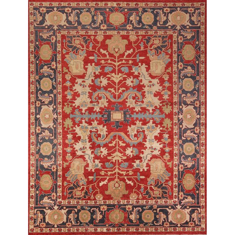 Vegetable Dye Red Ziegler Oriental Area Rug Hand-Knotted Wool Carpet - 8'0" x 9'10"
