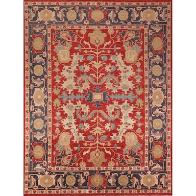 Vegetable Dye Red Ziegler Oriental Area Rug Hand-Knotted Wool Carpet - 8'0" x 9'10"