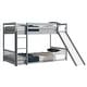 preview thumbnail 25 of 25, Twin over Twin Size Wooden Bunk Bed with Slide & Ladder & Door, Safety Guardrails Floor Bed, White