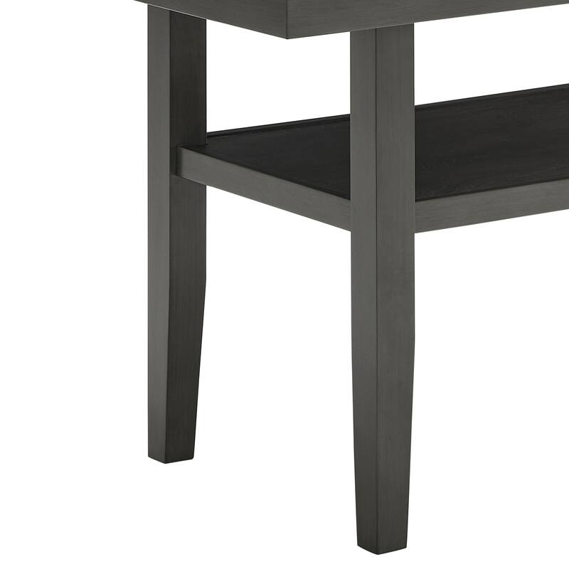 Selena 60" Gray Faux Marble Top Rectangular Dining Table with Storage Shelf in Gray Wood Finish