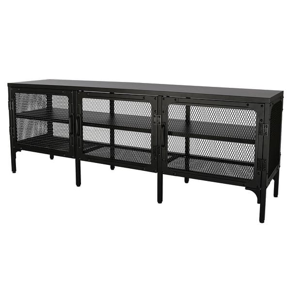 Elegant Black Metal TV Stand, 65Inch TV, ClutterFree, 2Tier Console