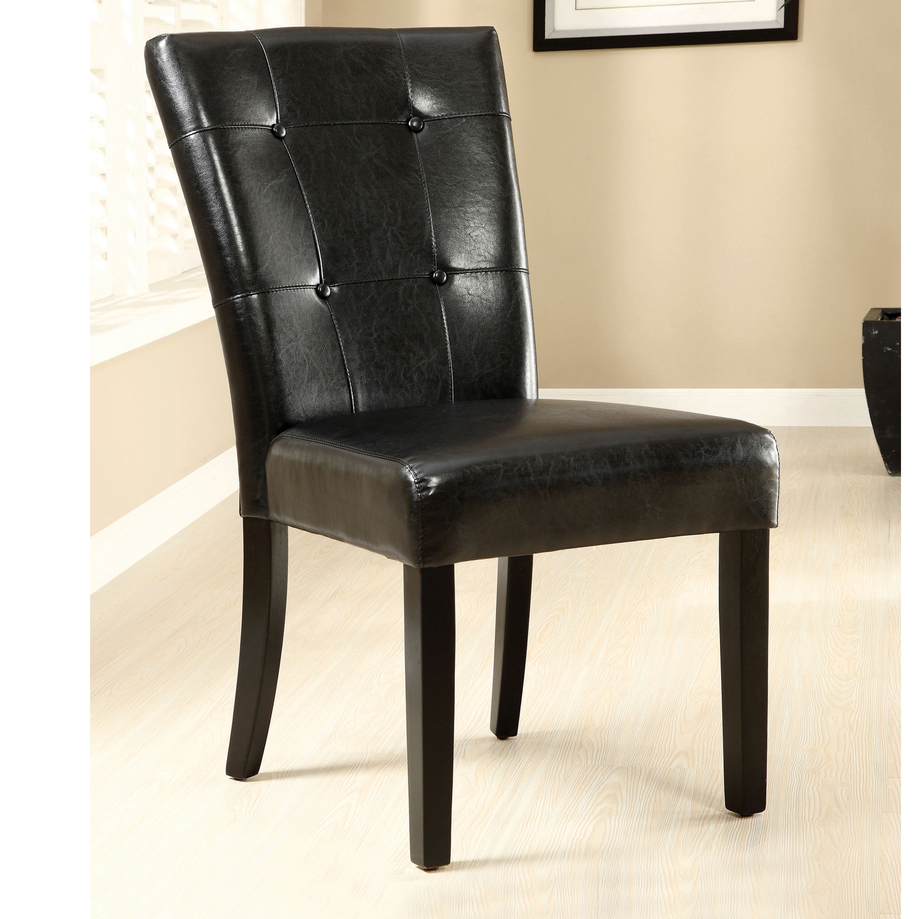 Furniture of America Lerc Contemporary Espresso Faux Leather Tufted Side Chair (Set of 2)