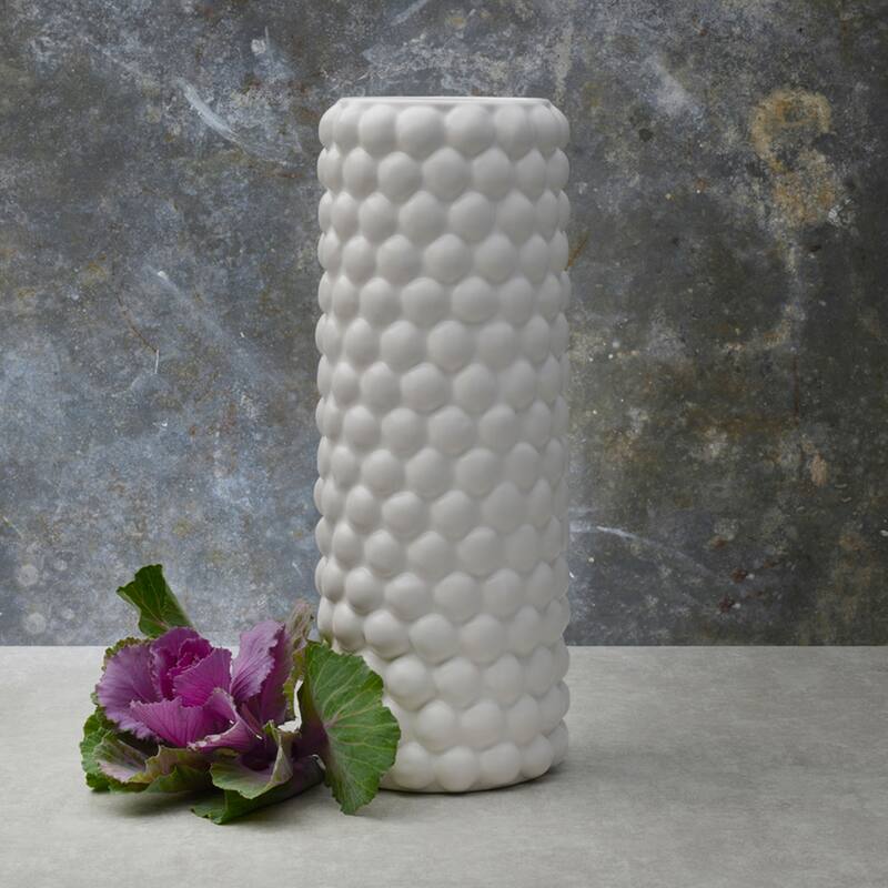 Elements White Cable Knit Ceramic Vase, 16 Inch