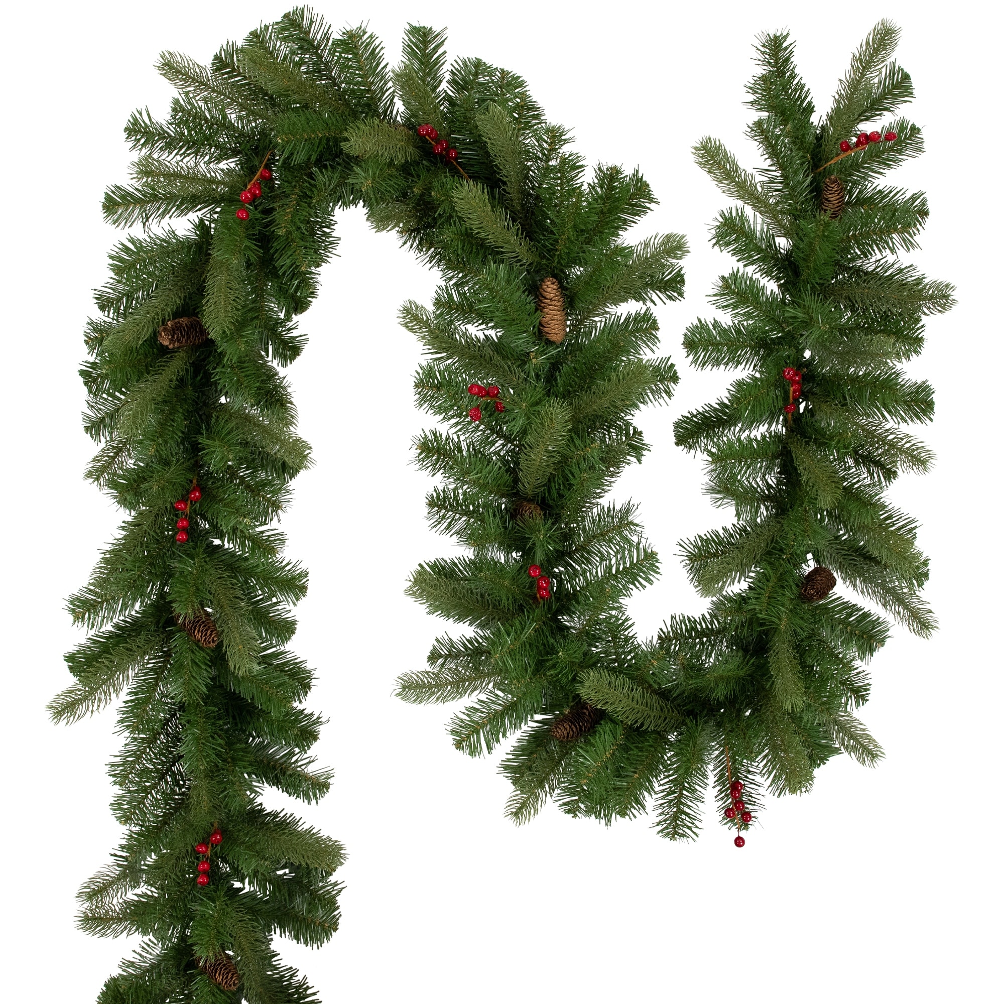 25' x 12" Noble Fir Commercial Christmas Garland with Berries Unlit