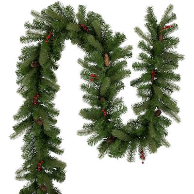 Noble Fir Commercial Christmas Garland Berries Unlit 25' x 12"