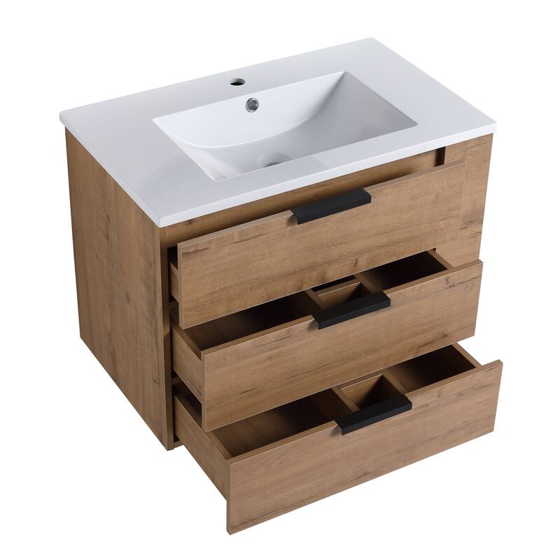 Bathroom Vanity With Sink In 30/36 Inch, Floating Bathroom Vanity With Soft Close Drawers and adjustable shelves