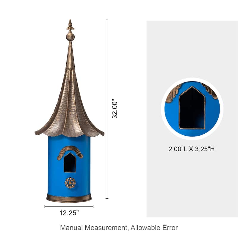 Glitzhome 32"H Farmhouse Retro Metal Pagoda Birdhouse with Bronze Roof