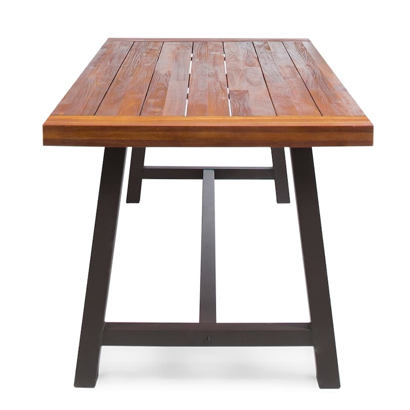 Linden Outdoor 6 Piece Rustic Iron and Acacia Wood Dining Set by Christopher Knight Home