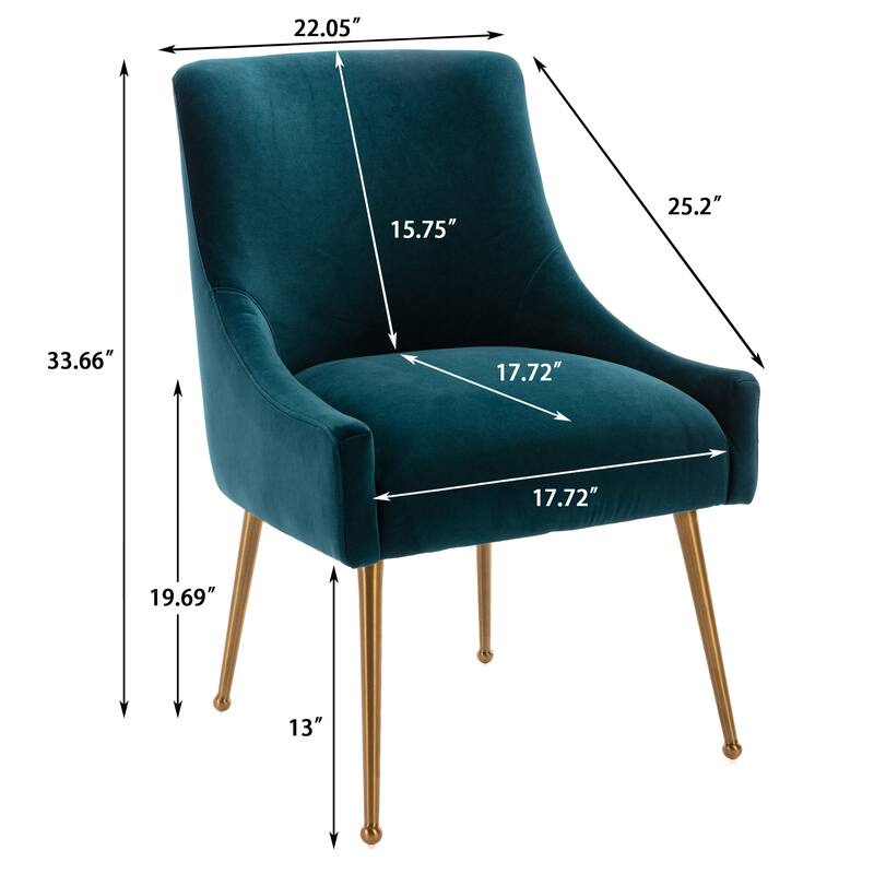 Clihome Stainless Steel Frame Dining Velvet Side Chairs(Set of 2)
