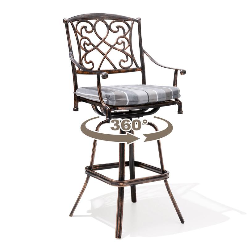 Pellebant Patio Aluminum Swivel Bar Stool with Sunbrella Cushion