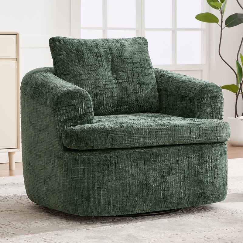 360°Swivel Sofa Chair Accent Barrel Chair 36.6" Swivel Round Chair with Dual-layer Cushion Design