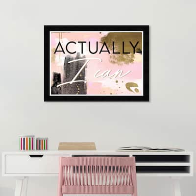 Wynwood Studio Prints Typography and Quotes Actually I Can Pink and Light Pink Glam Wall Art Canvas Print