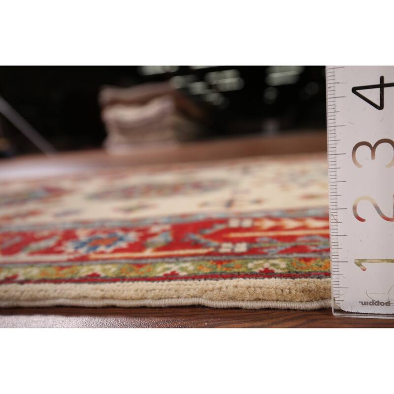 Geometric Beige Kazak Oriental Runner Rug Handmade Wool Carpet - 2'9" x 12'10"