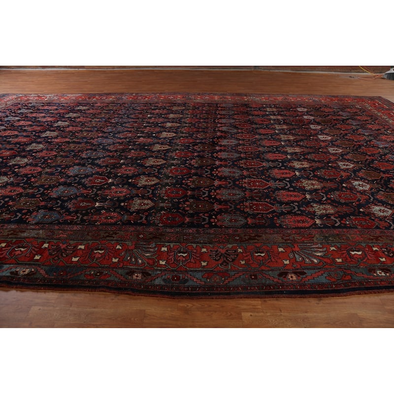 Pre-1900 Antique Bidjar Halvaei Persian Area Rug Handmade Wool Carpet - 12'2" x 19'9"
