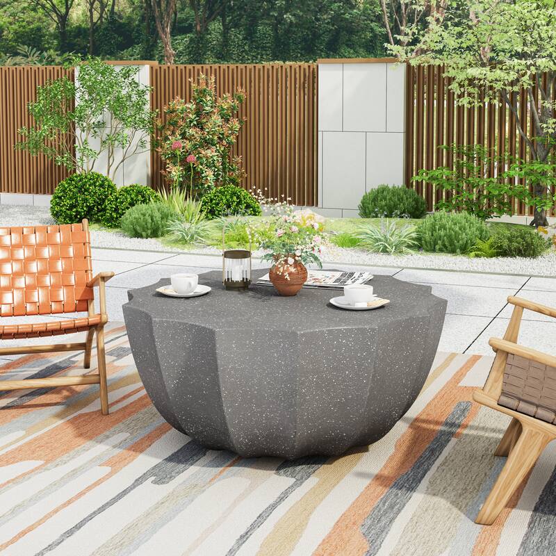 35.43" Modern Outdoor Waterproof Coffee Table - Durable MgO Cement Design - Grey