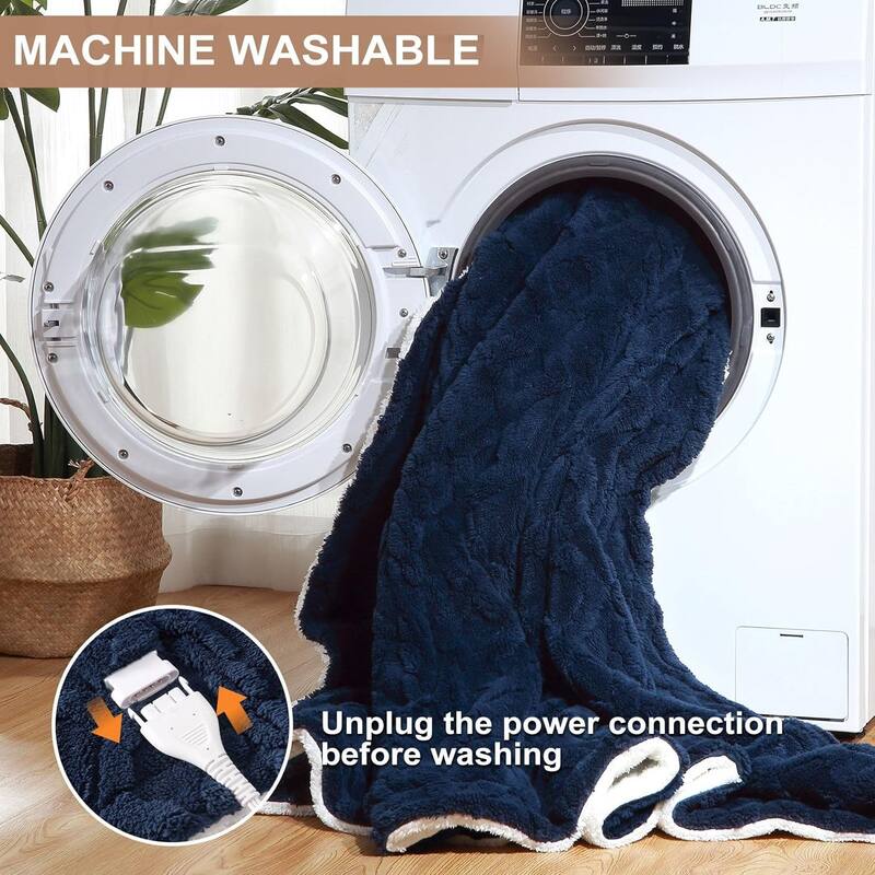 Heated Throw Blanket - Thick Tufted Sherpa Electric Blanket Throw with 10 Heating Levels and 10 Time Settings