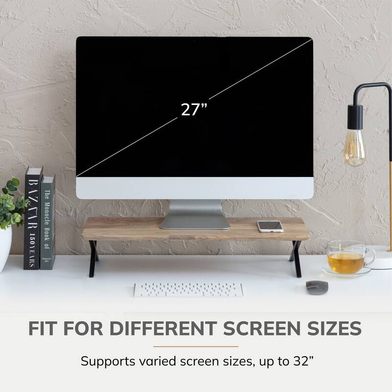 Jani Wood Monitor Stand Riser Desk - Ergonomic Design Stand, Desktop Organizer Table for Home, Office Workspace, Gaming Desk