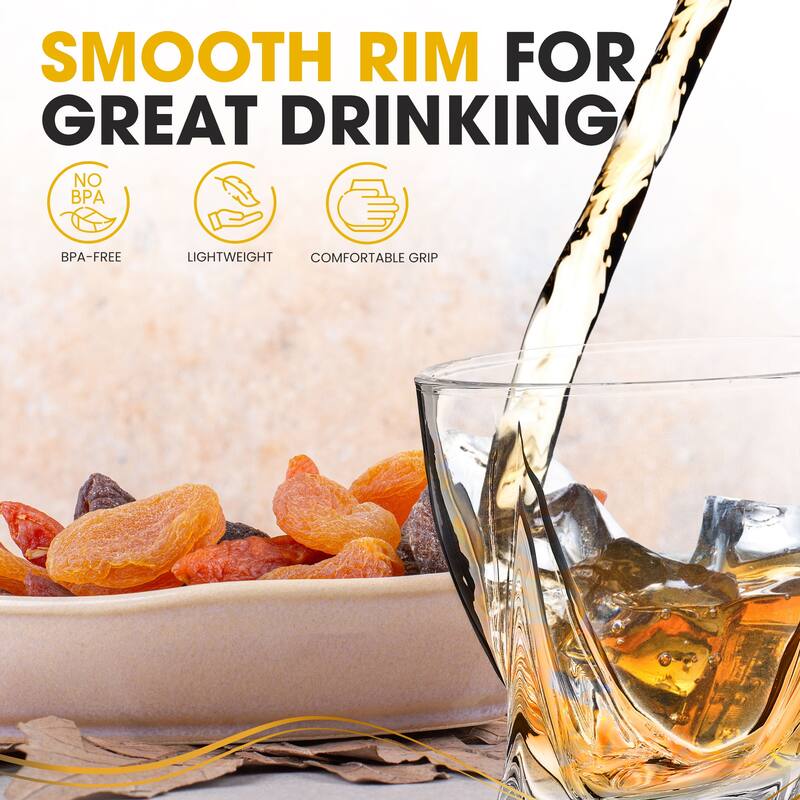 Berkware Lowball Whiskey Glasses - Modern Twisted Base Design