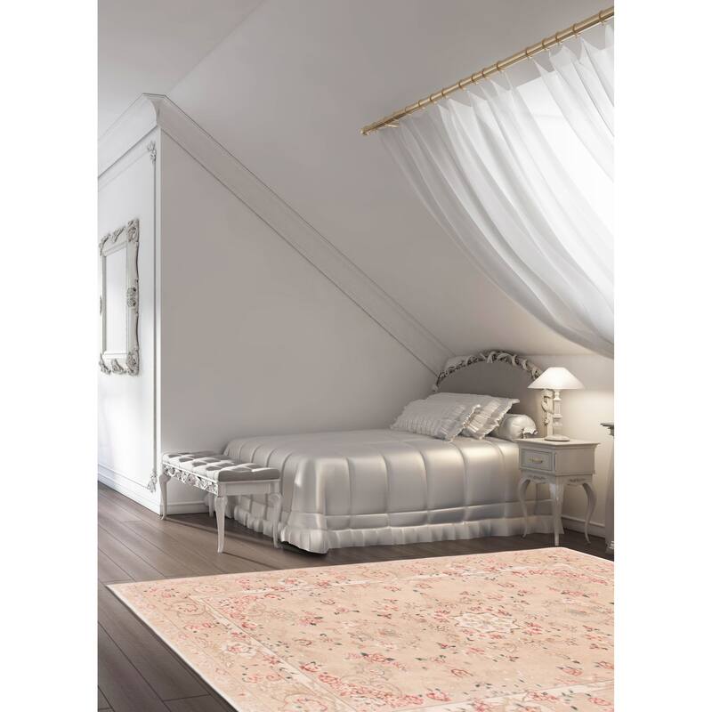 ECARPETGALLERY Hand-knotted Sino Persian 220L Beige Silk, Wool Rug - 4'0 x 5'11