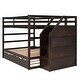 preview thumbnail 3 of 7, Espresso Full-Over-Full Bunk Bed, Trundle, 3 Storage Stairs, Elegant and Practical