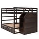 preview thumbnail 72 of 91, Solid Wood Bunk Bed with Twin Size Trundle & 3-Step Storage Stairs, Full-Length Guardrail & Slat Support Design, for Kids Adults