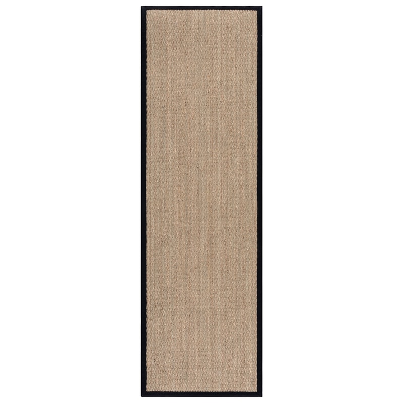 SAFAVIEH Natural Fiber Lovie Farmhouse Seagrass Rug - 2'6" x 8' Runner - Natural/Black
