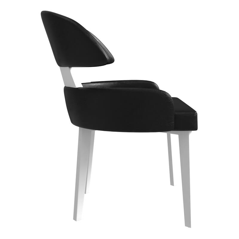 Leather Dining Chair with a Curved Back in Rubberwood Ethos Series by LeisureMod