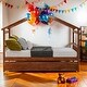 preview thumbnail 27 of 49, Kid Bed Frame Full Size Wooden House Platform Bed with Twin Size Trundle