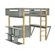 preview thumbnail 15 of 65, Modern Twin Size Wooden Loft Bed with Built-in Storage Cabinet and Cubes, Foldable Desk
