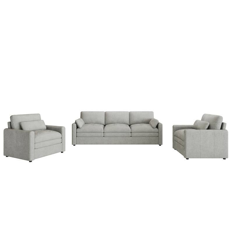3-Piece Chenille Sofa Set with Oversized Cushions and Lumbar Pillows by Harper&Bright Designs