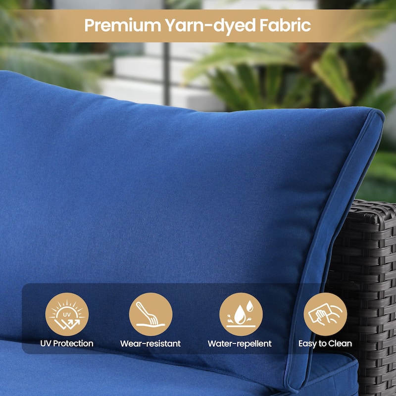 XIZZI 6-piece Patio Furniture Set Outdoor Sectional Rattan Sofa with Firepit