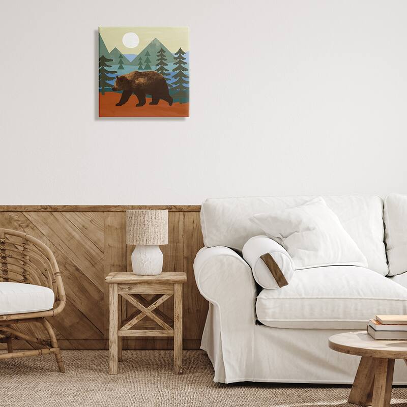 Stupell Brown Bear Nature Woodlands Sunshine Camp Canvas Wall Art