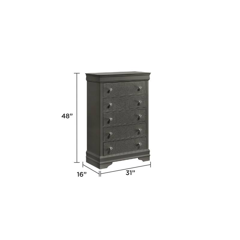 Blaze 4PC/5PC Bedroom Set - Modern Elegance with Tufted LED Bed, Velvet-Lined Drawers, and Textured Detailing