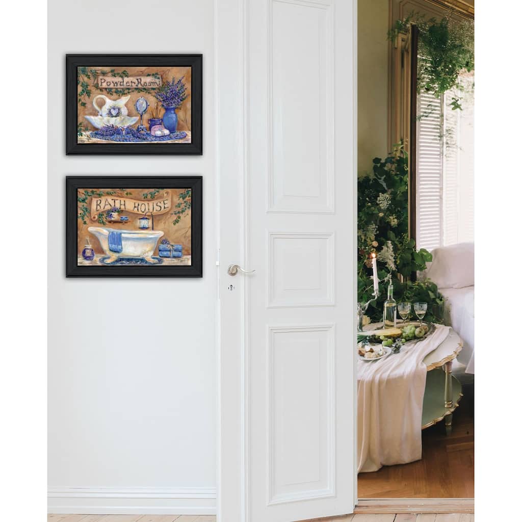 Trendy Decor 4U "Lavender Bath" Printed Framed Wall Art by Trendy Decor Designs