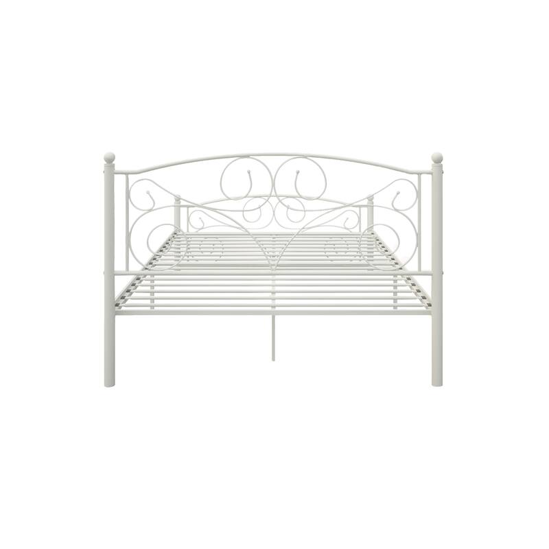 Full Size Metal Platform Bed Frame with Wrought Iron-Art Headboard/Footboard, No Box Spring Required