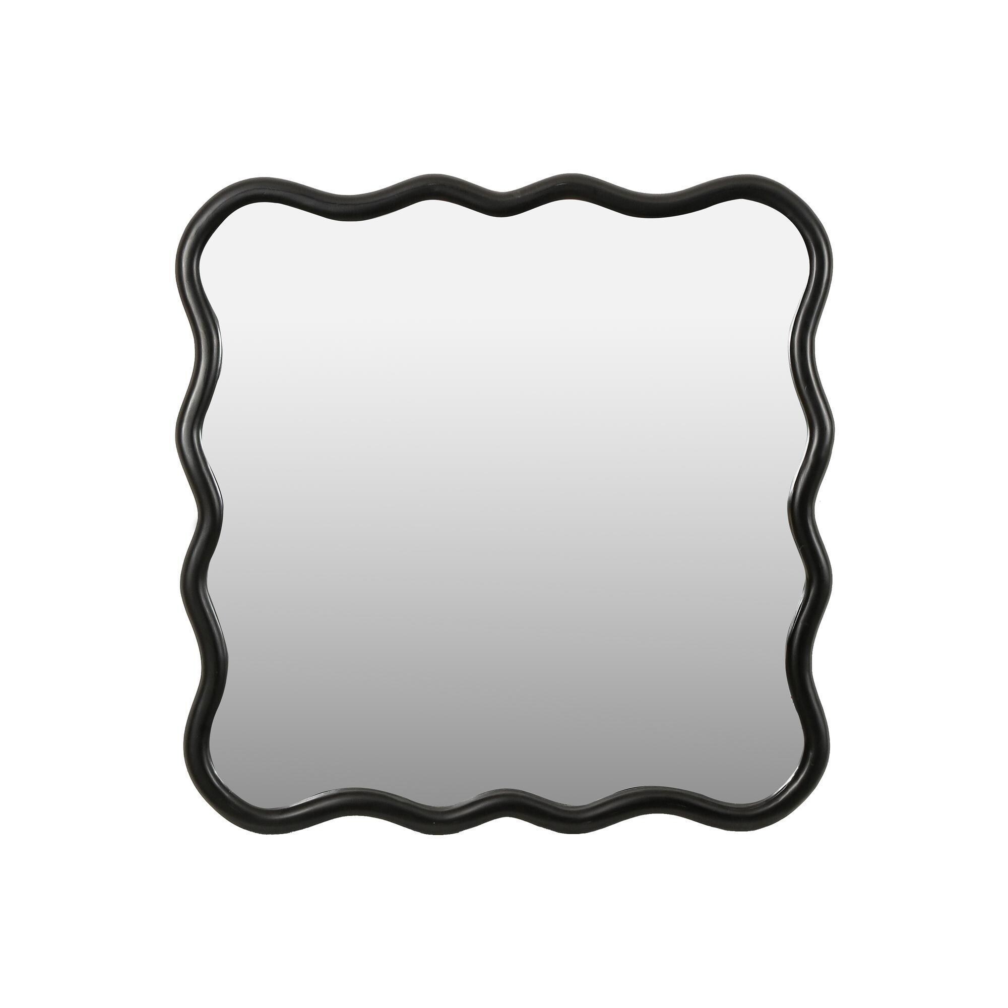 Solid wood wavy square mirror