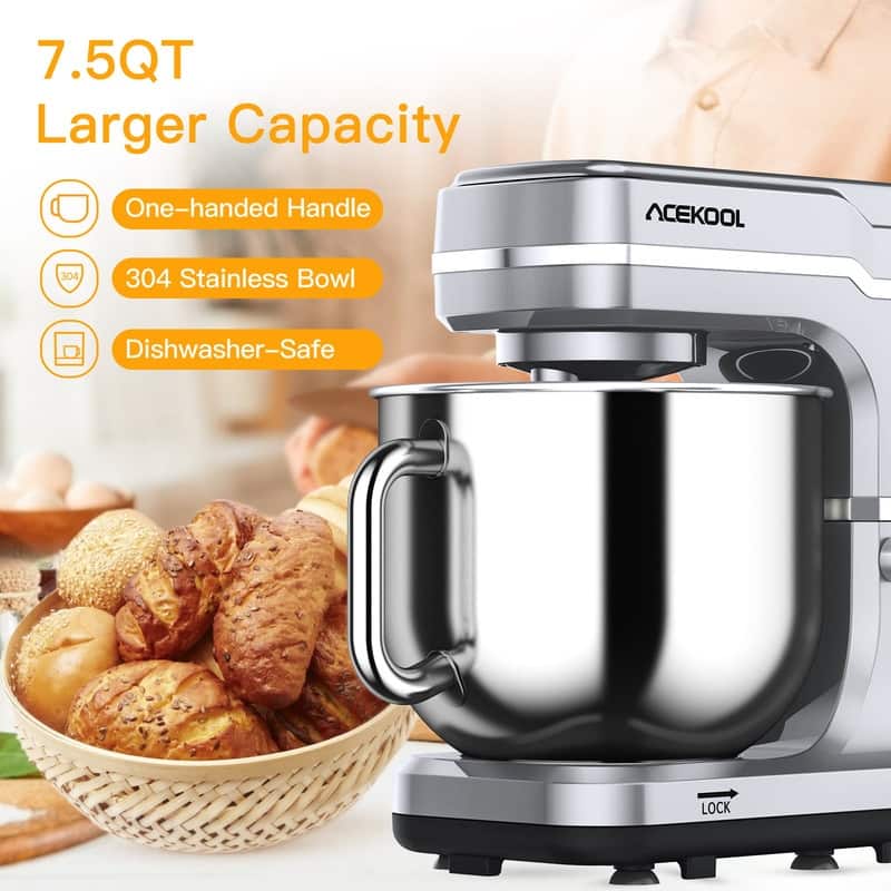 7.5 Quarts 10 Speed Tilt Head Kitchen Stand Mixer
