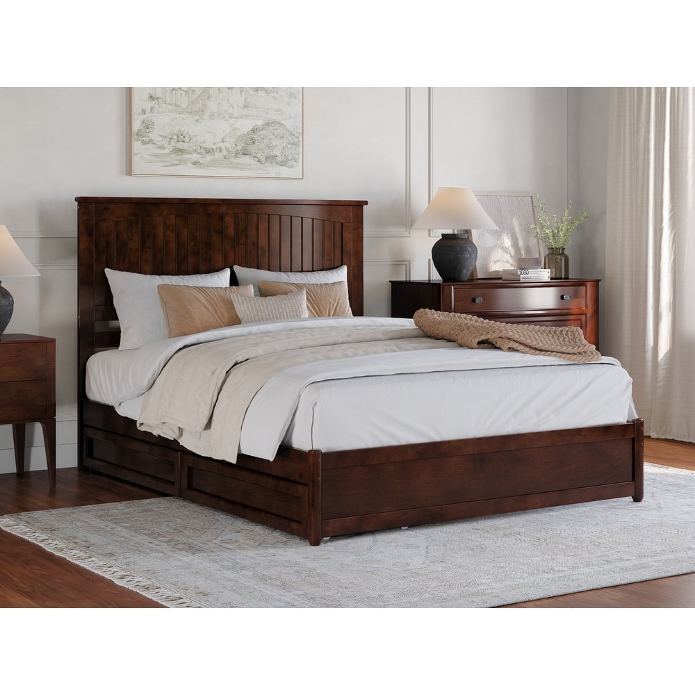 Malta Platform Bed with Panel Footboard and Storage Drawers