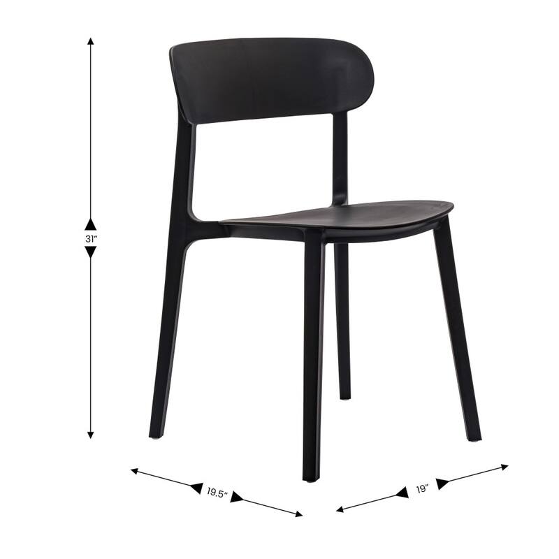 Commercial All-Weather Resin Stack Chair with Contoured Backrest-Set of 2 - 19"W x 19.5"D x 31"H