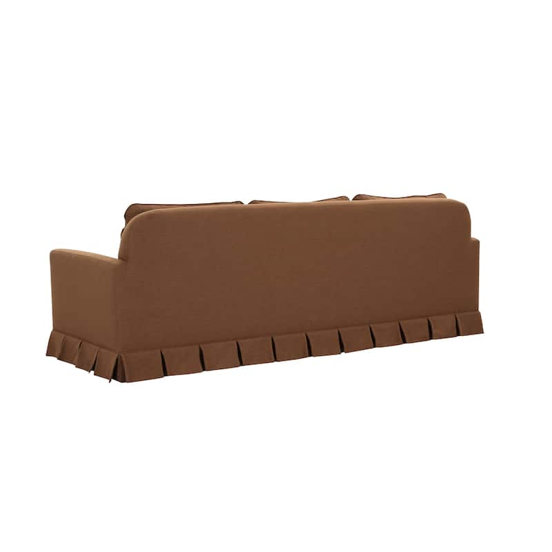 NADAAL STUDIOS Norex Pellicano Sofa, Box Pleat Skirt, Performance Linen Blend, Feather-Filled Cushions, Cream