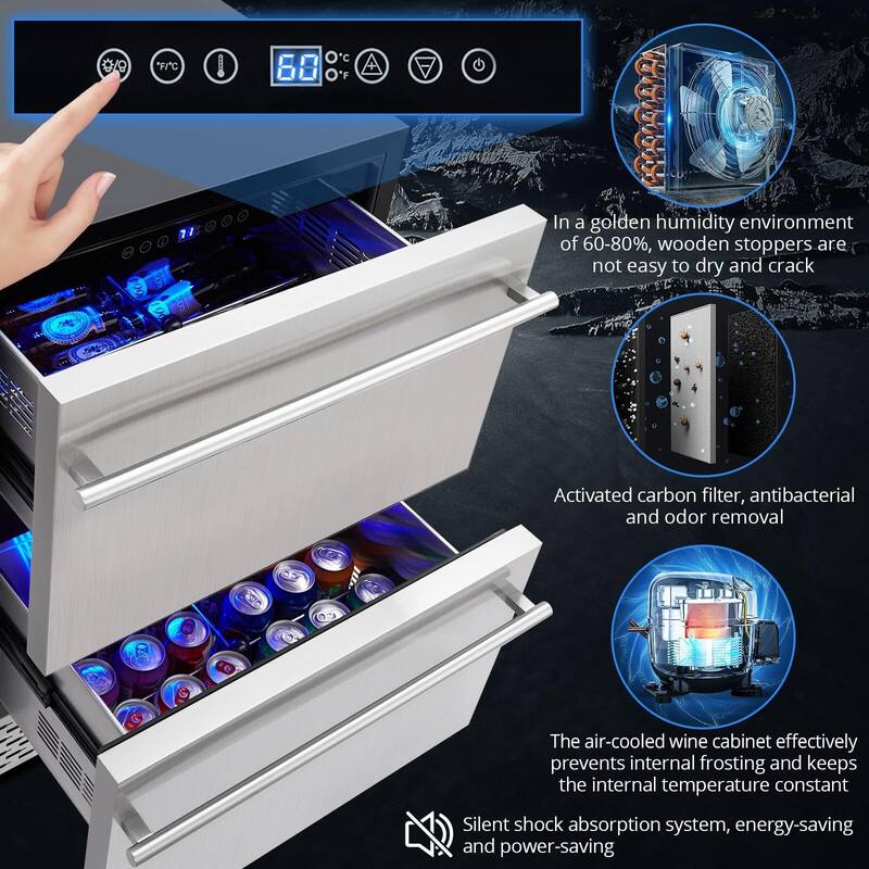 Under Counter Double Drawer Fridge, Weather-Proof Design