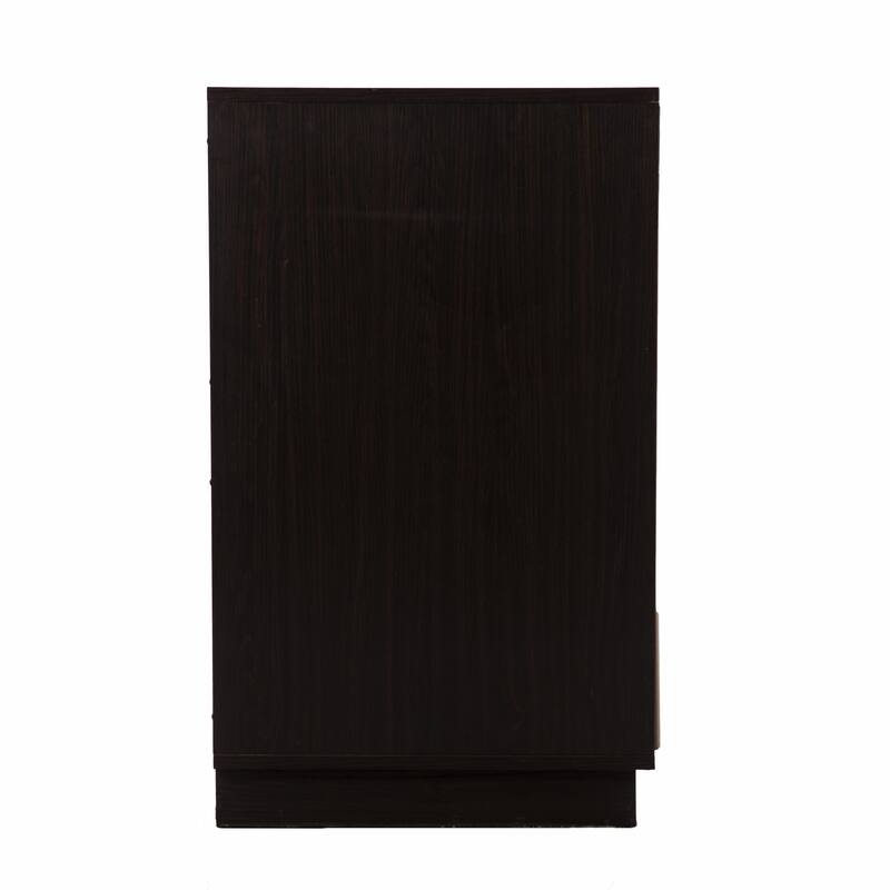 HomeRoots 32" Dark Brown And Natural Carved Floral Sideboard with Two Doors