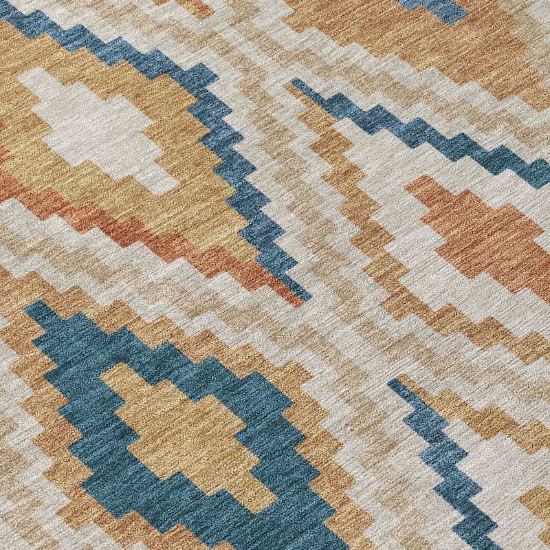 Machine Washable Indoor/ Outdoor Global Geo Chantille Rug