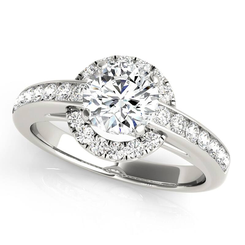 Auriya 14k White Gold Lab Grown Round Diamond Halo Engagement Ring 0.50 to 5.00 ct. tw. (F-G VS) - 2.50 ct. center - 4