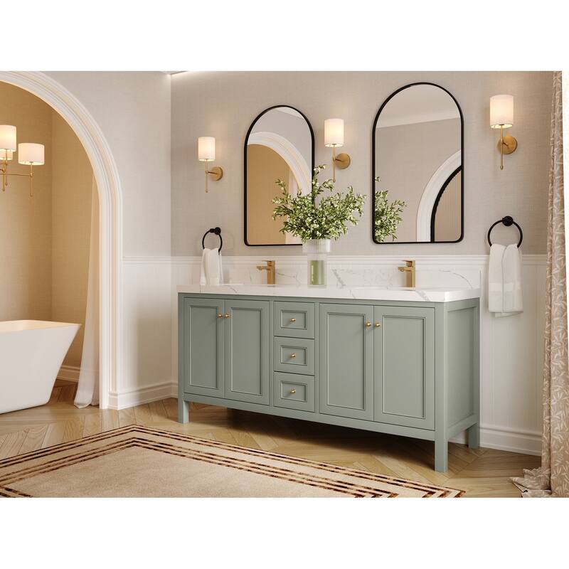 Willow Collections 72 in. W x 22 in. D Nashville Double Bowl Sink Bathroom Vanity with Countertop