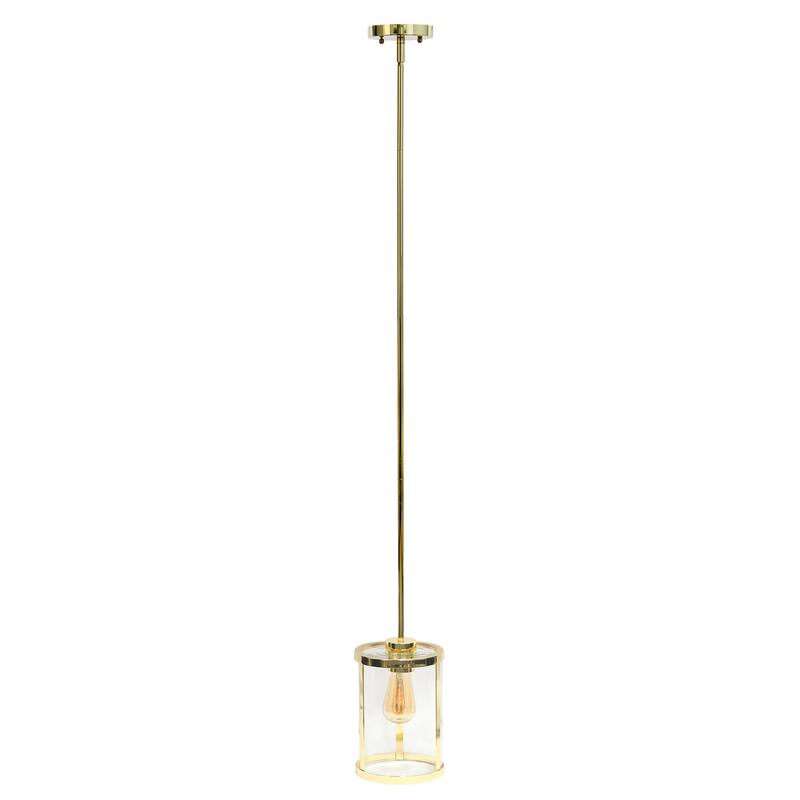 Adjustable Pendant Light - Industrial Metal & Glass 1-Light - Kitchen, Foyer, Hallway - Gold Finish - 55