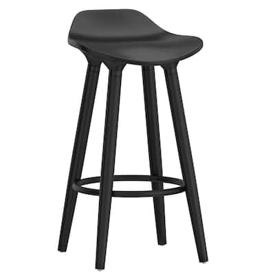 Set of 2 Mid Century ABS Plastic and Wood Backless 26" Counter Stool