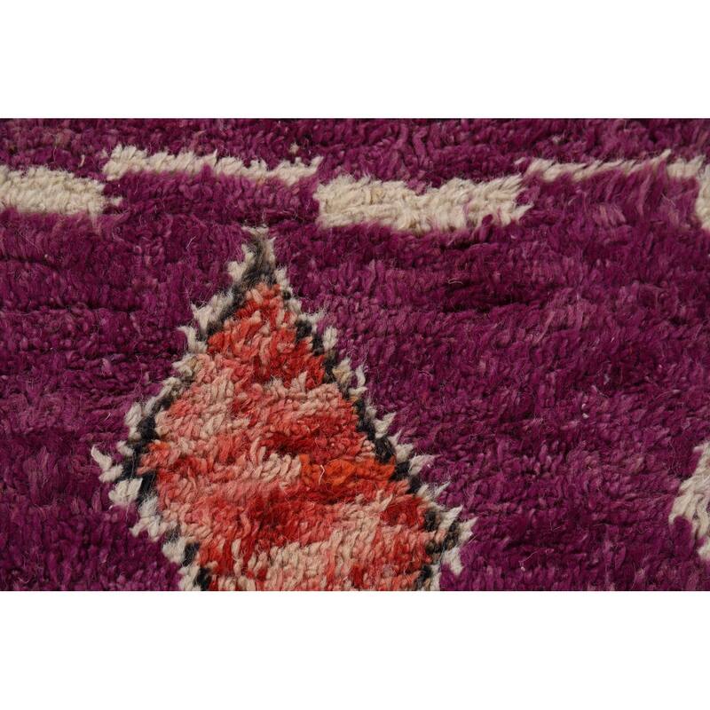 Hand Knotted Oriental 100% Wool Carpet Modern Geometric Purples Moroccan Area Rug - 8' 6'' X 4' 11''