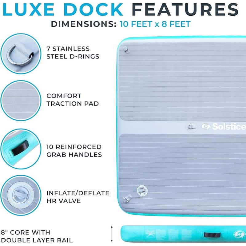 Inflatable Luxe Dock with Traction Pad and Ladder - 10' x 8'