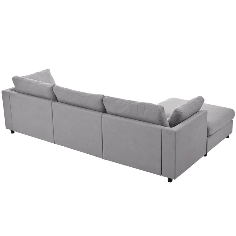 L Shaped Deep Cushion Convertible Sectional Sofa with Reversible Chaise